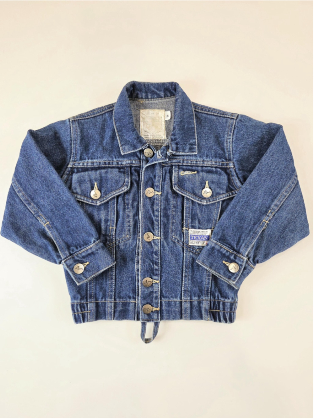 Vintage 80s Kids Denim Jacket Texan Astro | Stone Wash Jean | Size 4 unisex